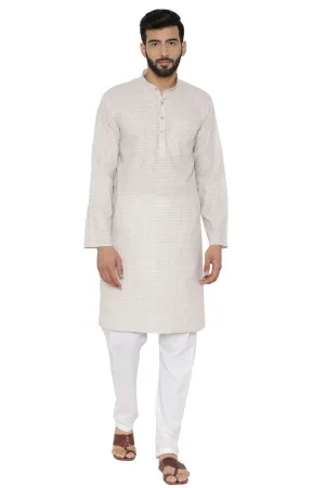 Linen Cotton Rich Beige Kurta Pyjama
