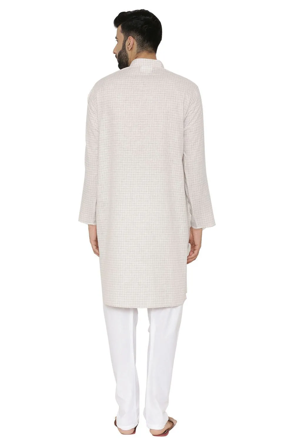 Linen Cotton Rich Beige Kurta Pyjama