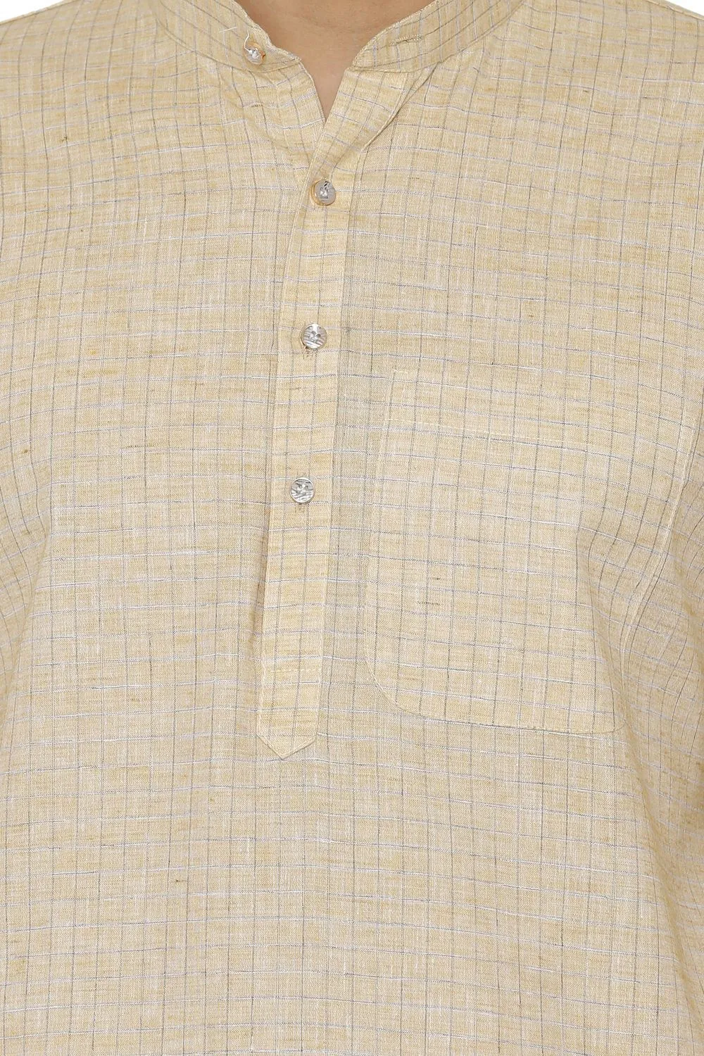 Linen Cotton Rich Yellow Kurta Pyjama