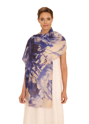 Linen / Cotton Scarf -  China Blue Blooms