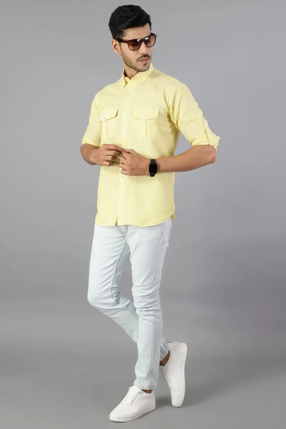Linen Cotton Yellow Shirt