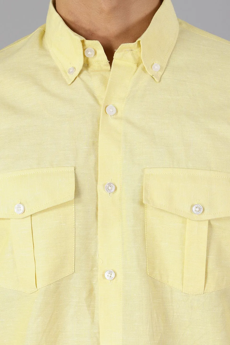 Linen Cotton Yellow Shirt