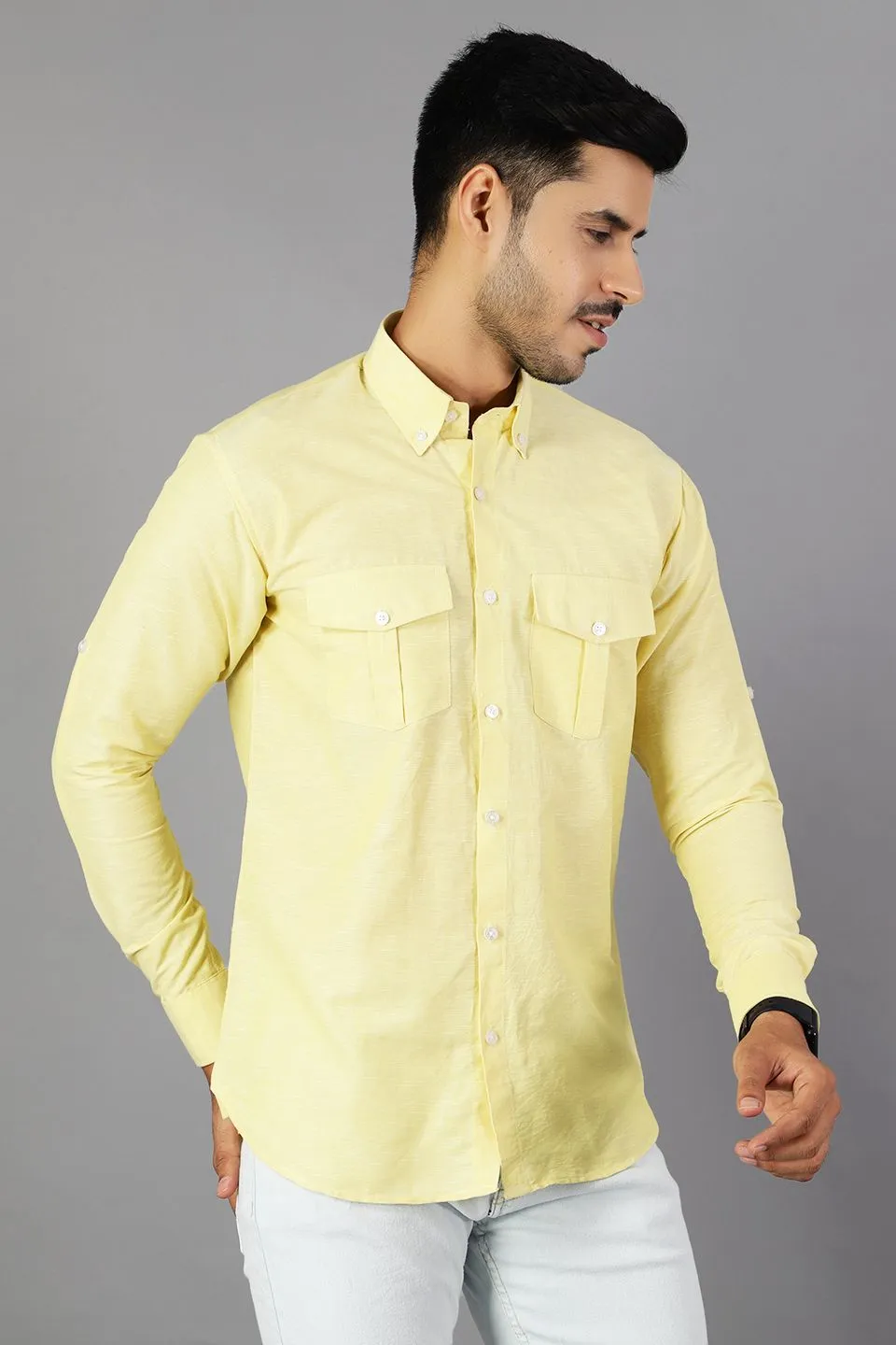 Linen Cotton Yellow Shirt