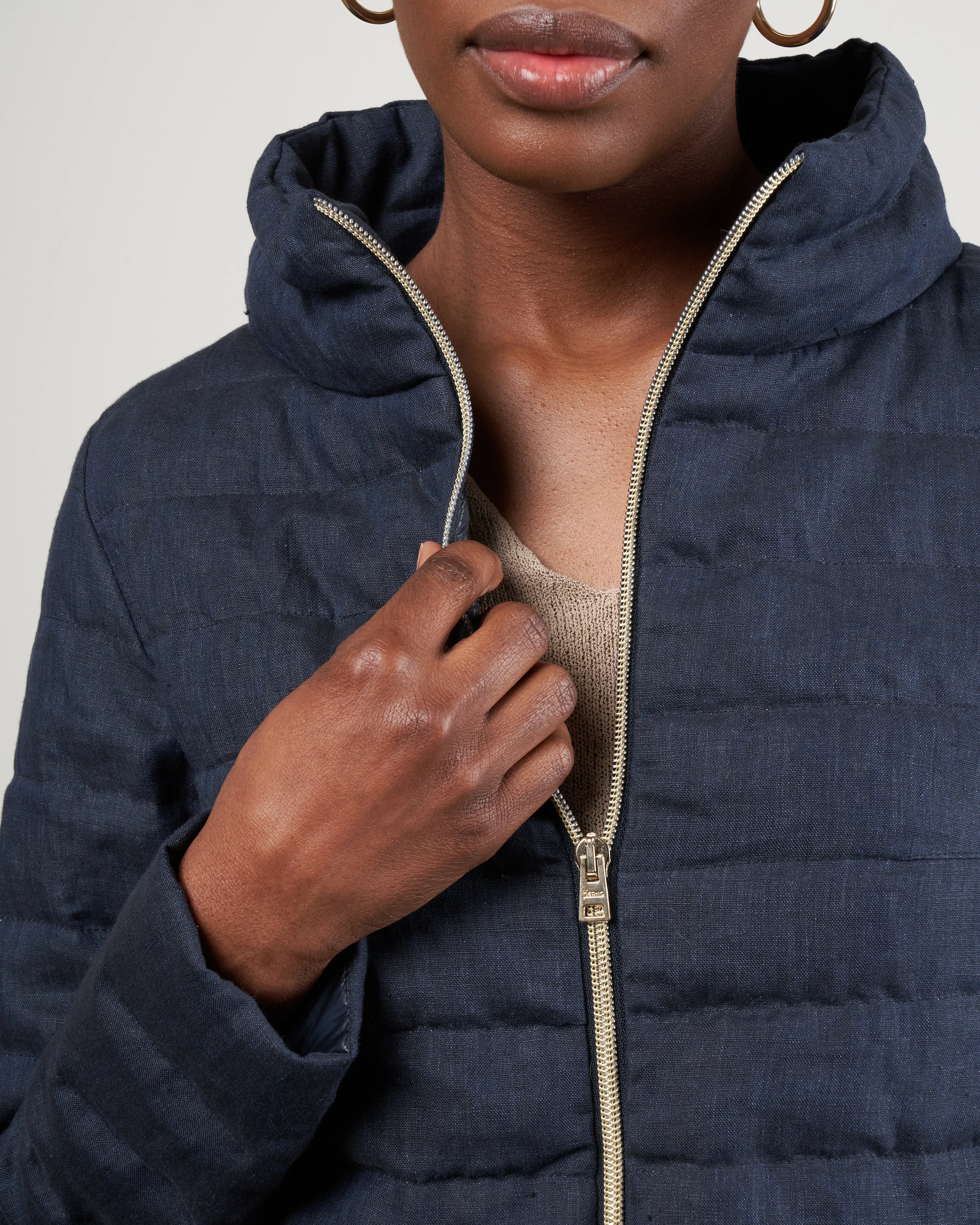 linen down a- line, hi-lo jacket - 9210 blue