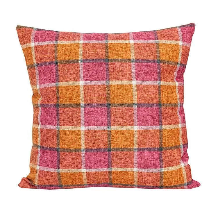 Linen House Checkmate Scatter Cushion 55 x 55cm Coral Blush