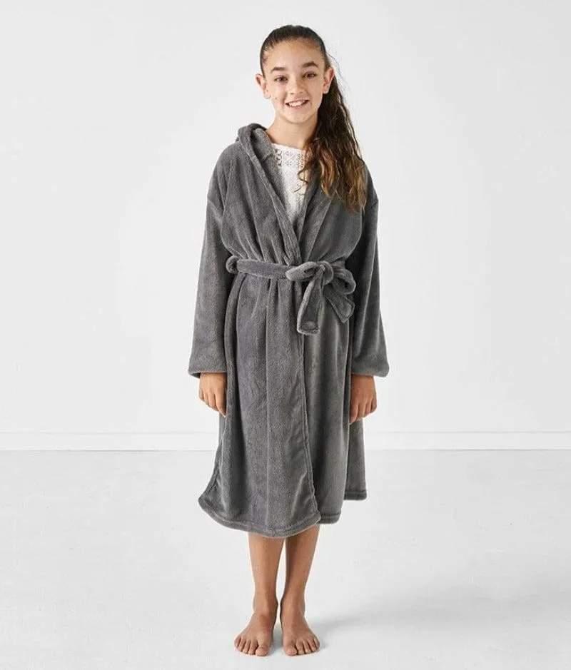 Linen House Kids Bathrobe Charcoal