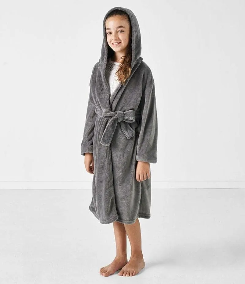 Linen House Kids Bathrobe Charcoal