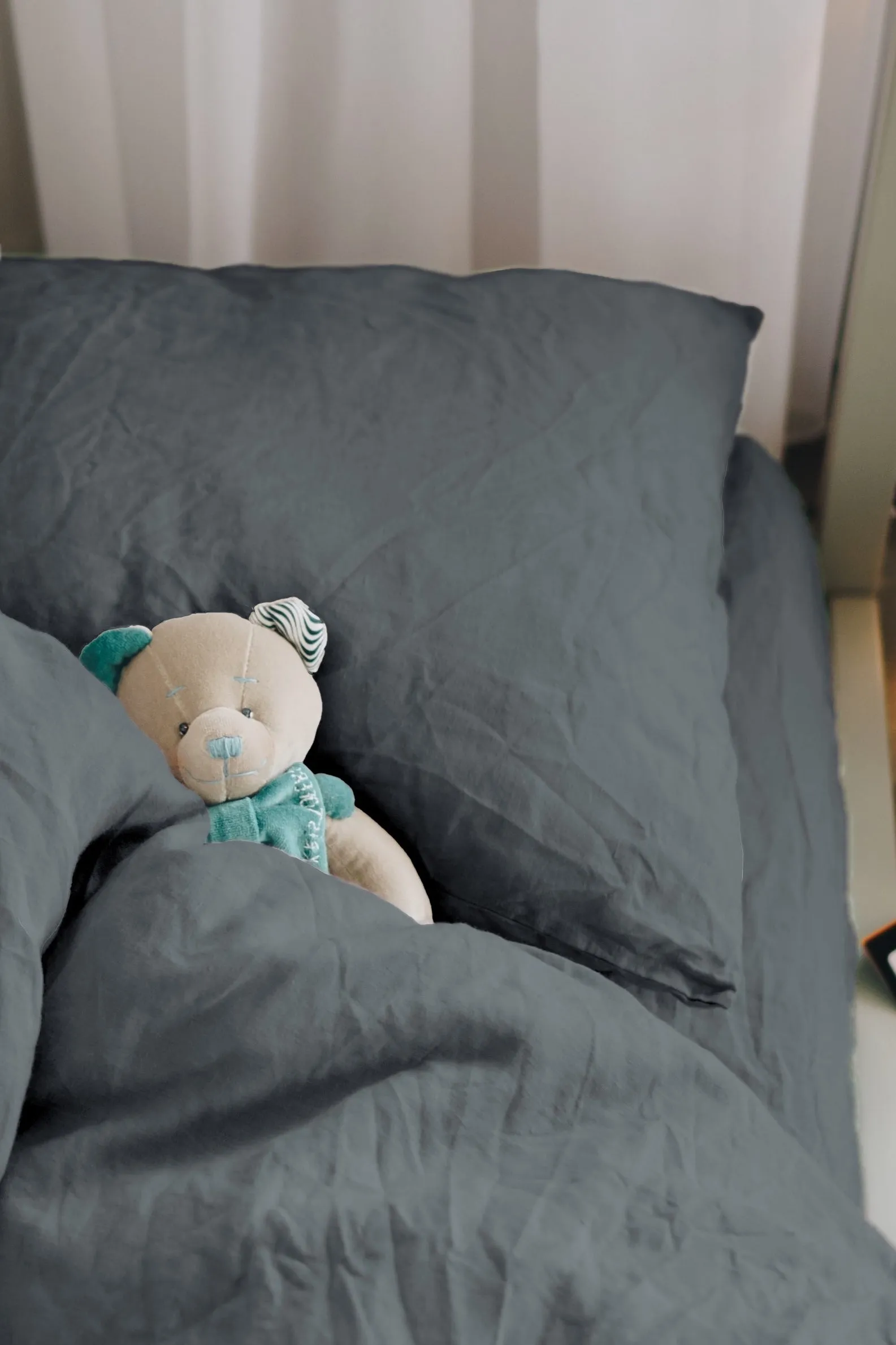 Linen kids duvet cover - dark gray
