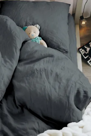 Linen kids duvet cover - dark gray