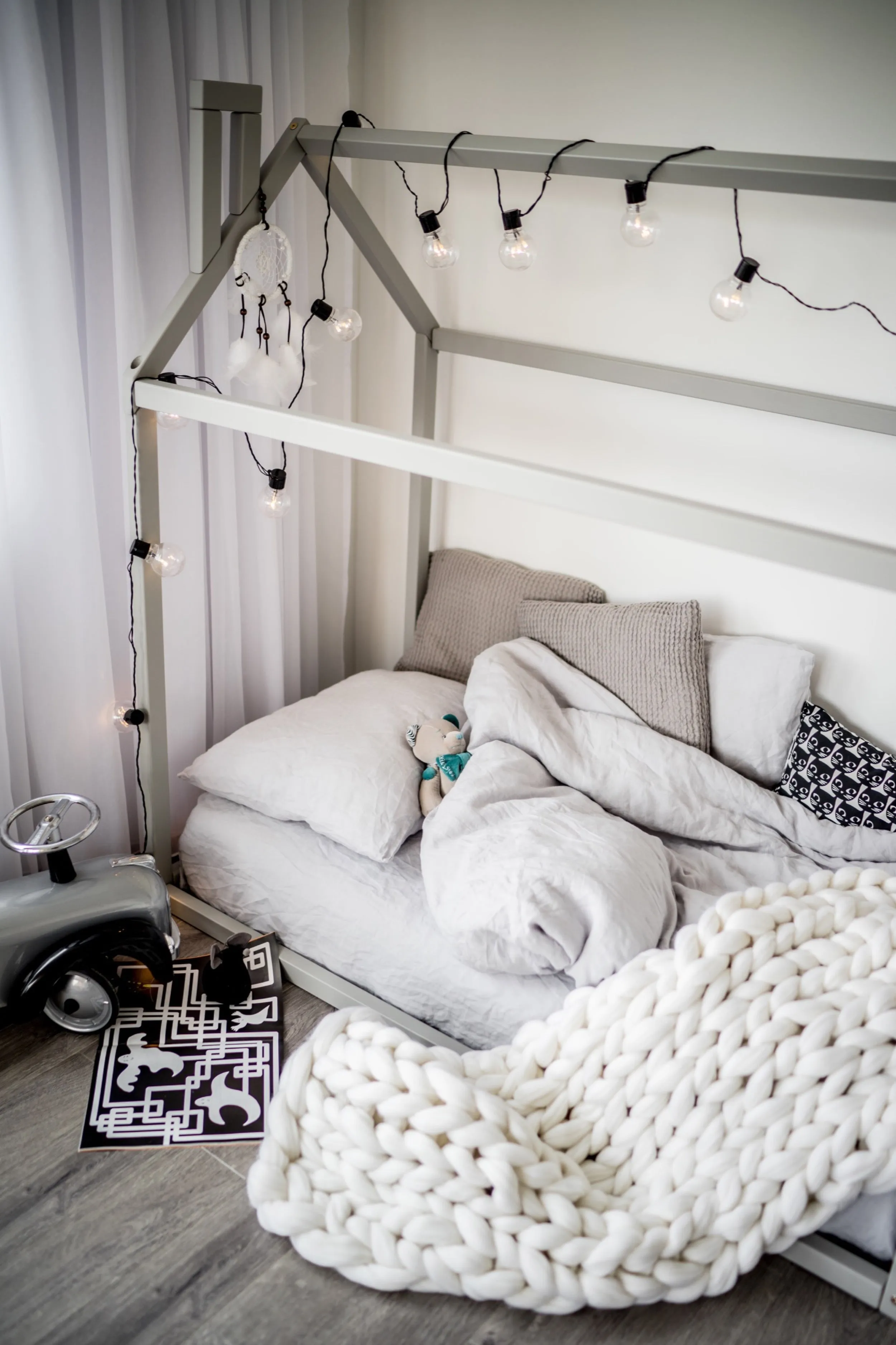 Linen kids duvet cover - light gray