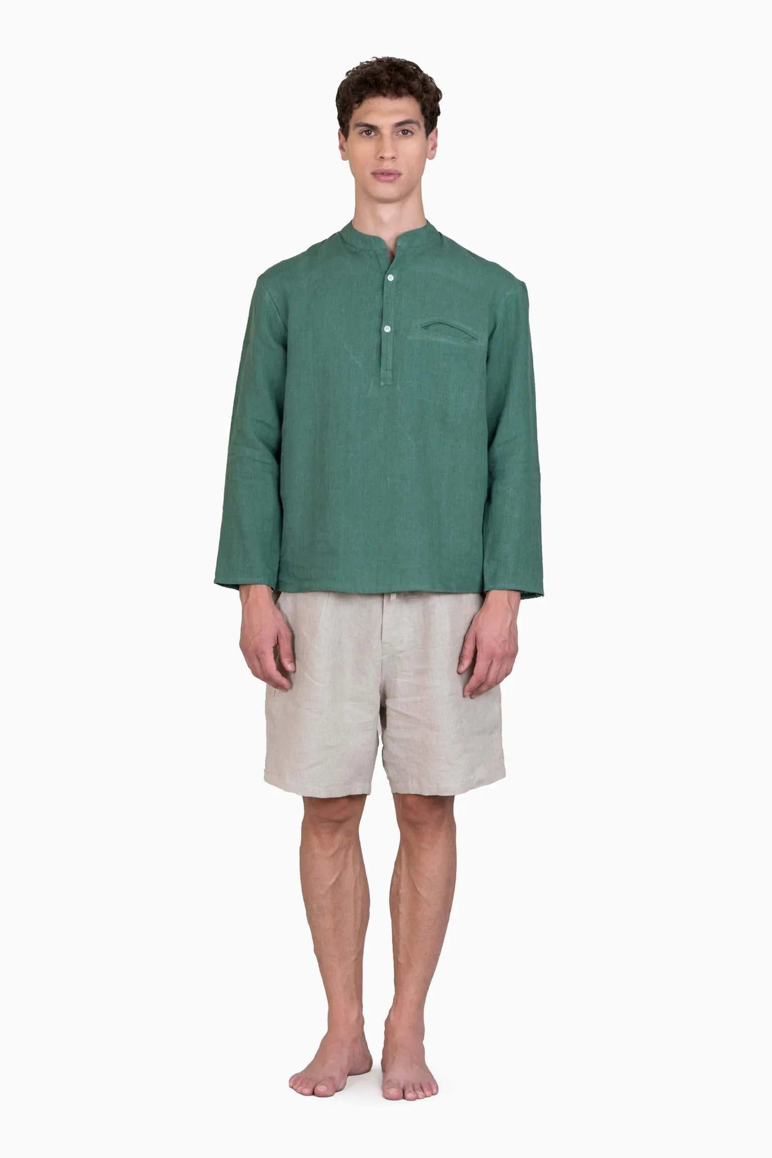 Linen Terran Shirt-Sage Green