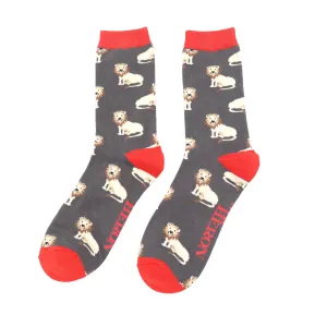 Lion Bamboo Socks in Charcoal by Mr Heron, Size UK 7-11