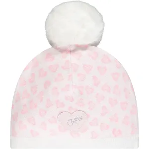 LITTLE A - Ellis Leopard Double Pom Pom Hat - White