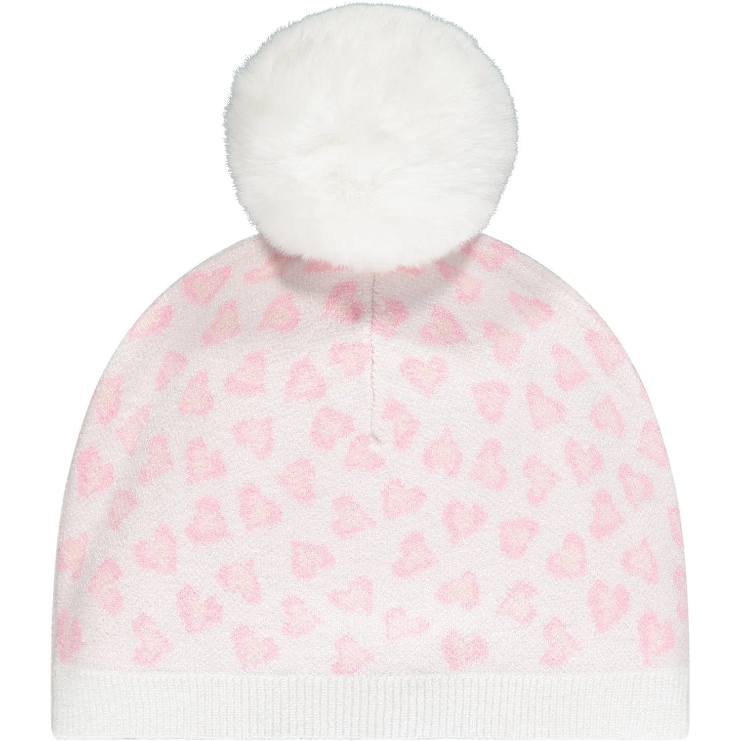 LITTLE A - Ellis Leopard Double Pom Pom Hat - White