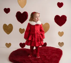 Little A HARPER Red Felt Coat & Beret Set LA24402
