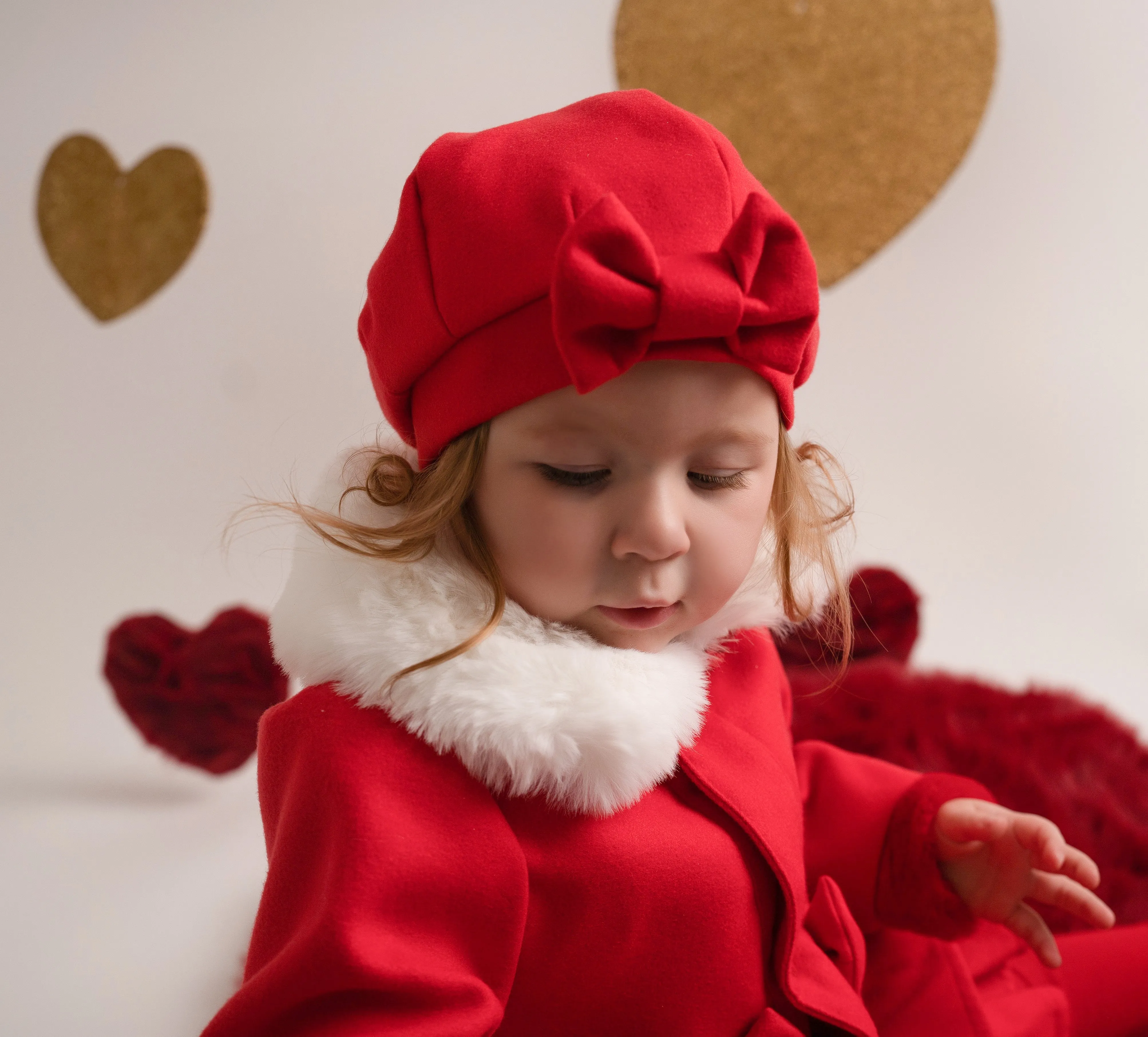 Little A HARPER Red Felt Coat & Beret Set LA24402