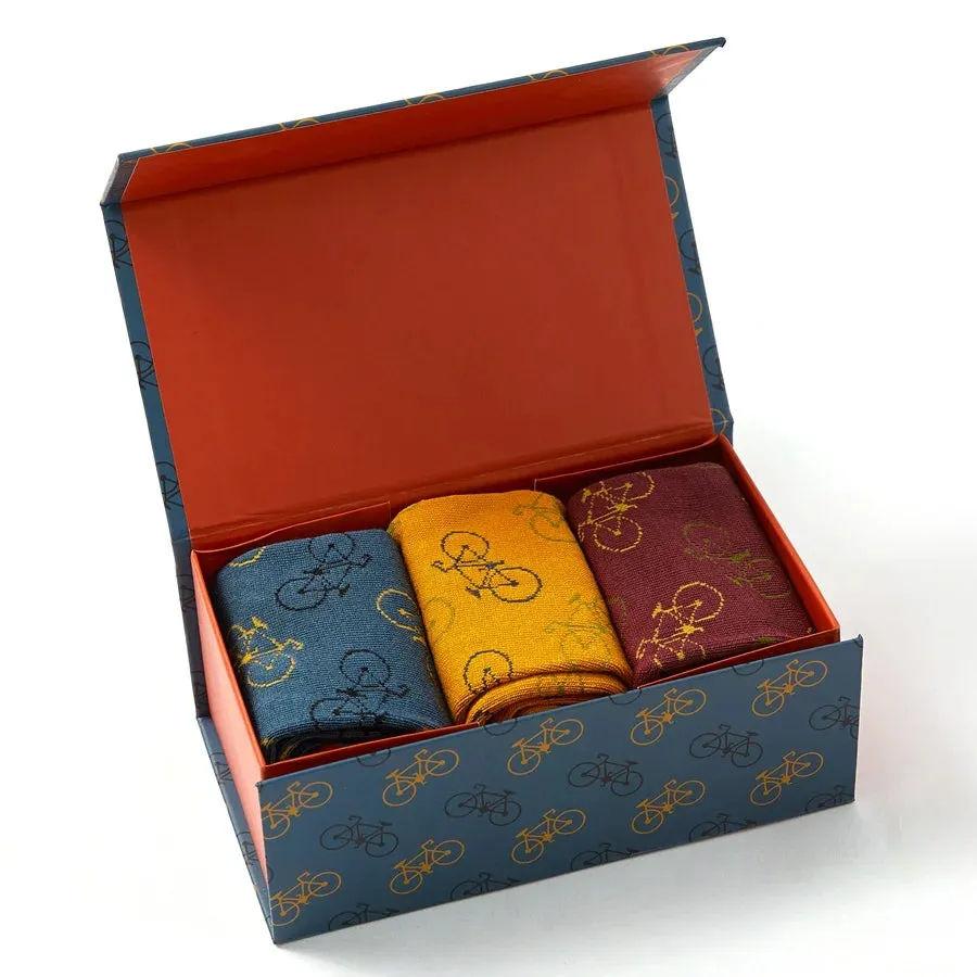 Little Bikes Sock Gift Box by Mr Heron, Size 7-11
