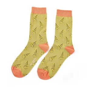Little Giraffes Bamboo Socks in Olive by Miss Sparrow, Size UK 4-7