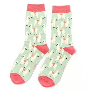 Llamas Bamboo Socks in Duck Egg  by Miss Sparrow