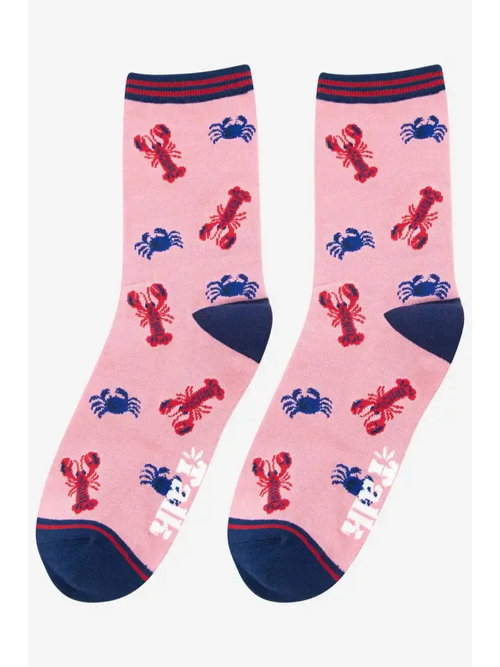 Lobster and Crab Bamboo Socks
