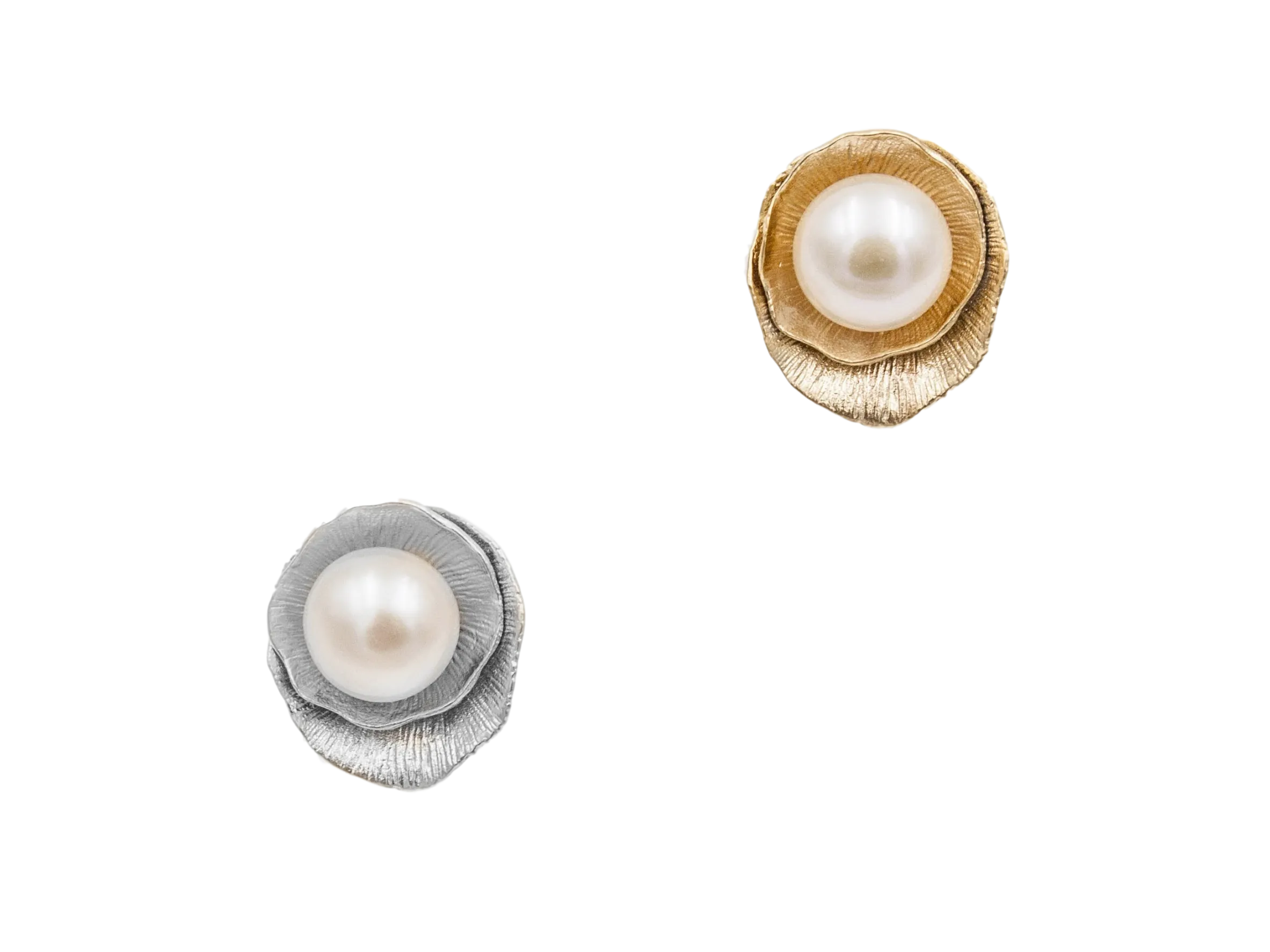 Lotus Leaf Pearl Stud Earrings