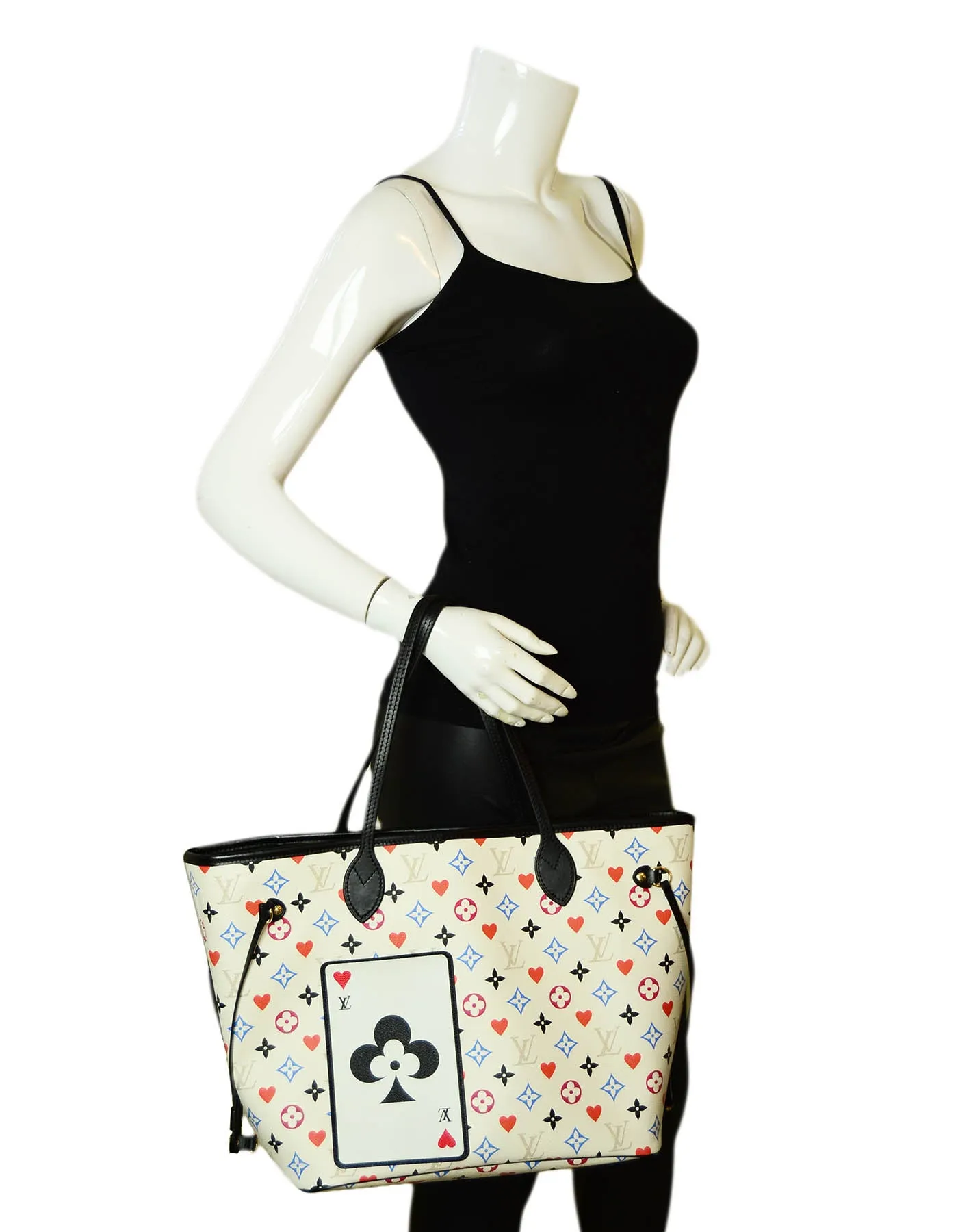 Louis Vuitton White Monogram Game On Neverfull MM Tote Bag