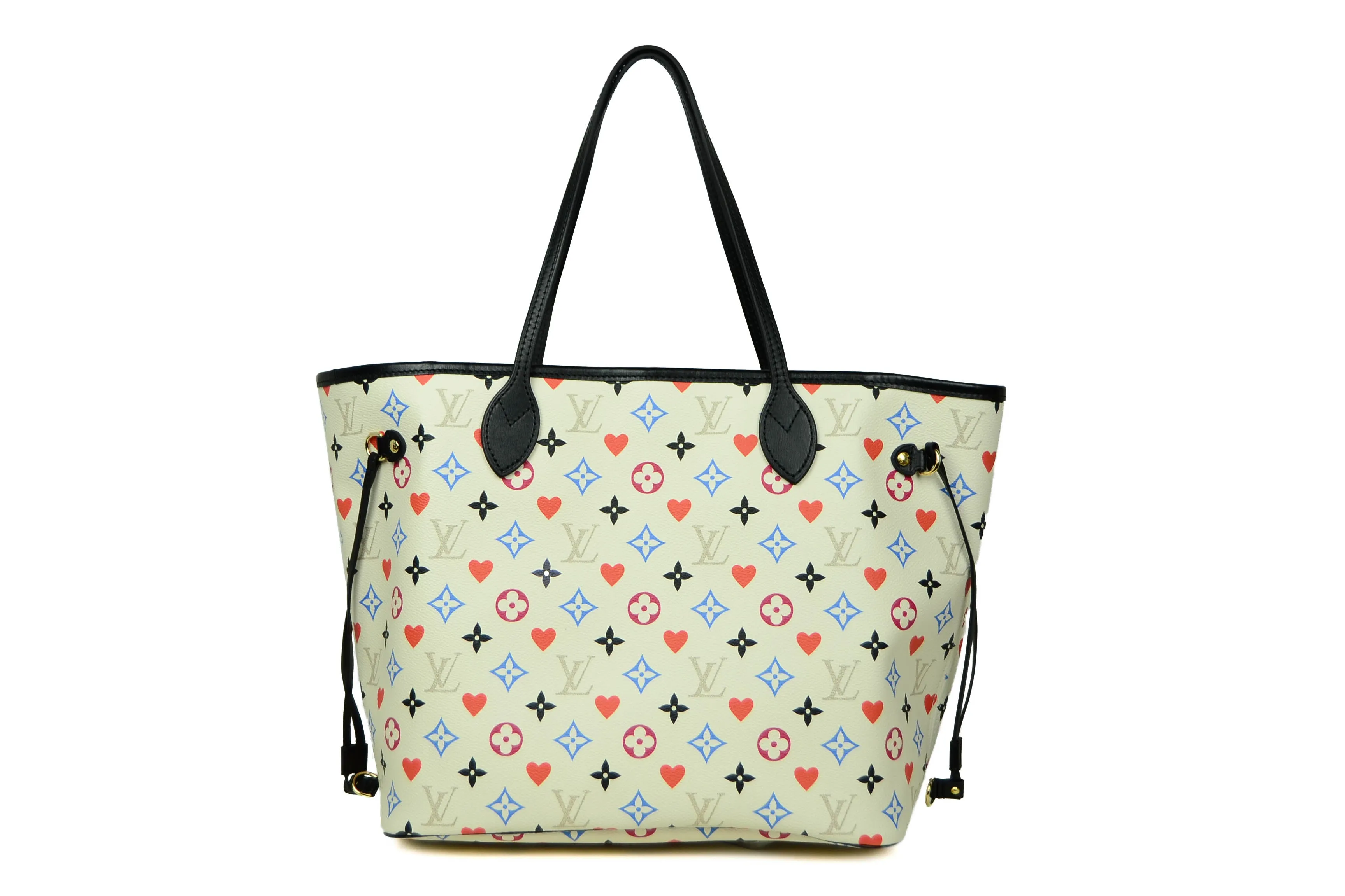 Louis Vuitton White Monogram Game On Neverfull MM Tote Bag