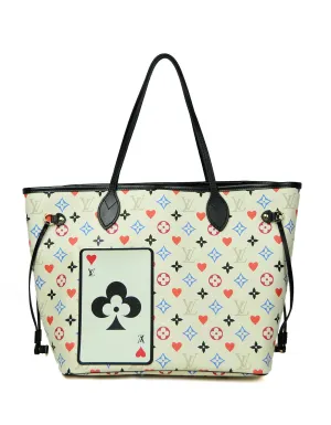 Louis Vuitton White Monogram Game On Neverfull MM Tote Bag