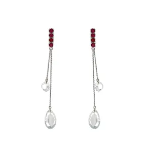 Madison Earrings with Rubies and Detachable White Topaz Drops
