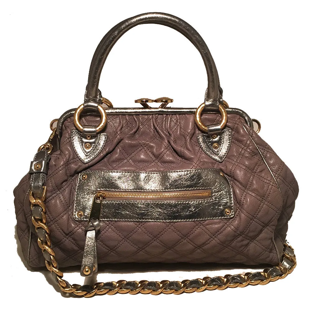 Marc Jacobs Quilted Grey Leather Stam Bag