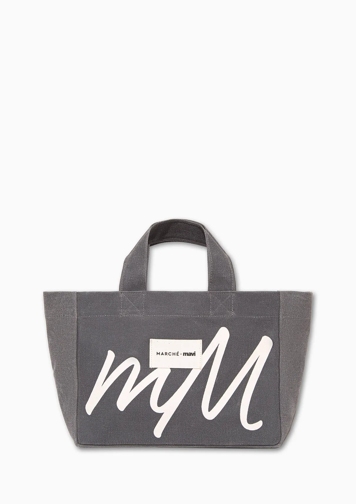 Marche X Mavi M Logo Printed Grey Bag