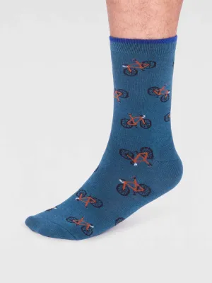 Marquis Bamboo Bike Socks in Teal Blue by Thought, Size 7-11