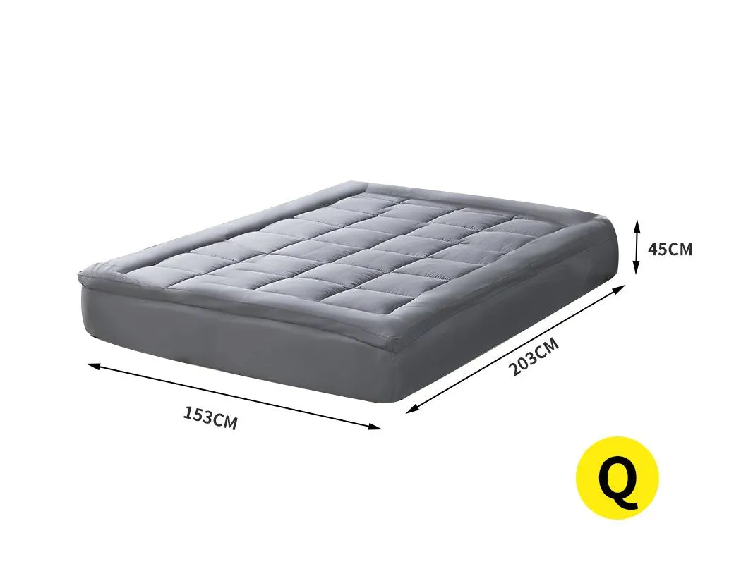 Mattress Topper Bamboo Fibre Luxury Pillowtop Mat Protector Cover Queen