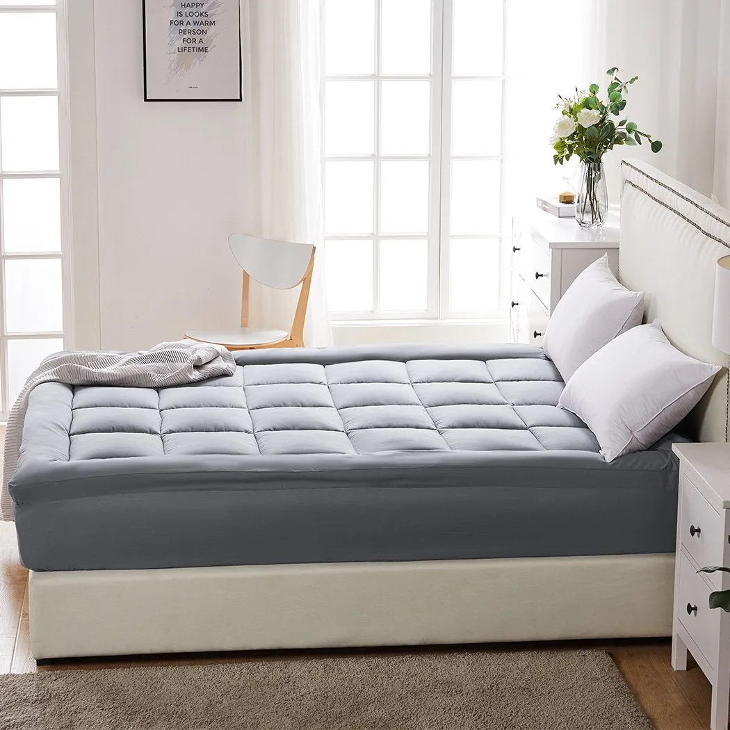 Mattress Topper Bamboo Fibre Luxury Pillowtop Mat Protector Cover Single