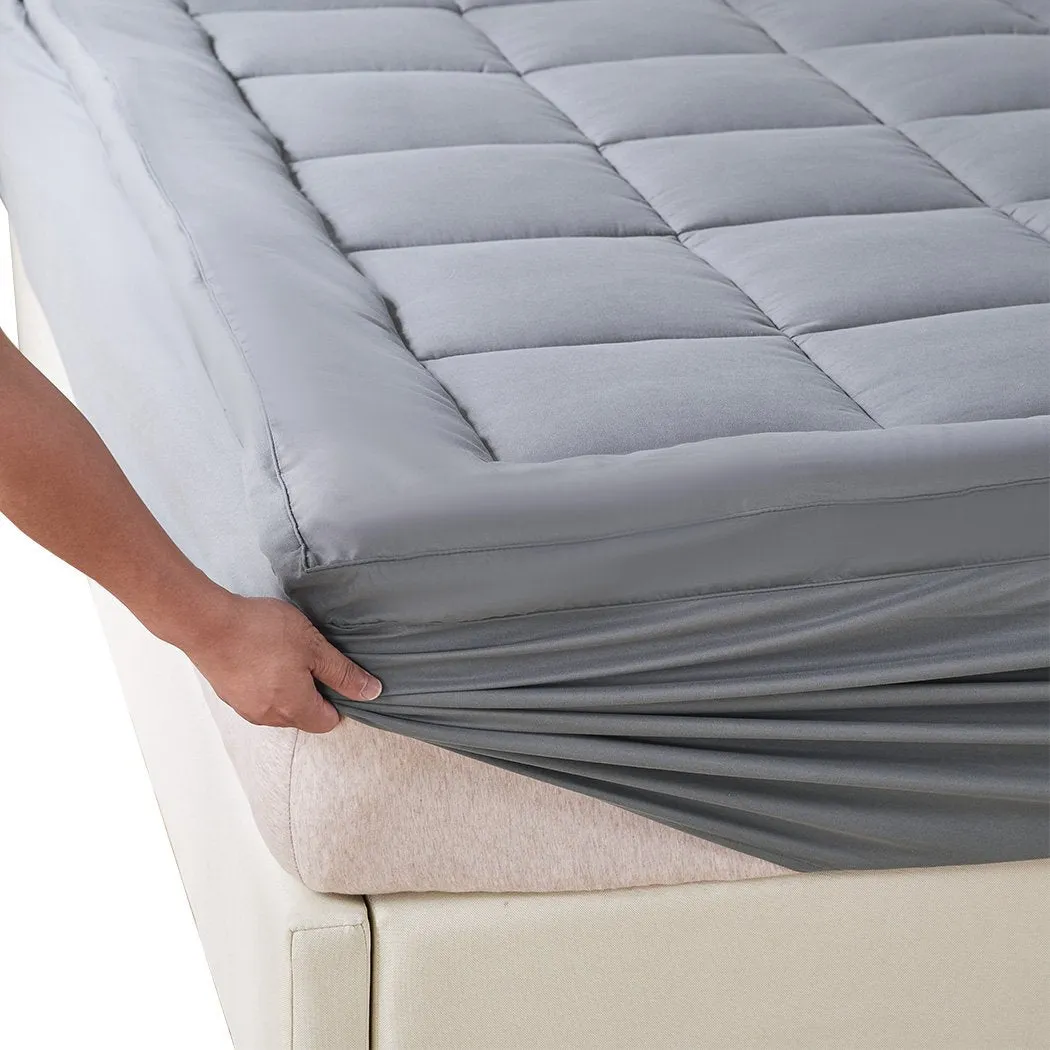 Mattress Topper Bamboo Fibre Luxury Pillowtop Mat Protector Cover Single
