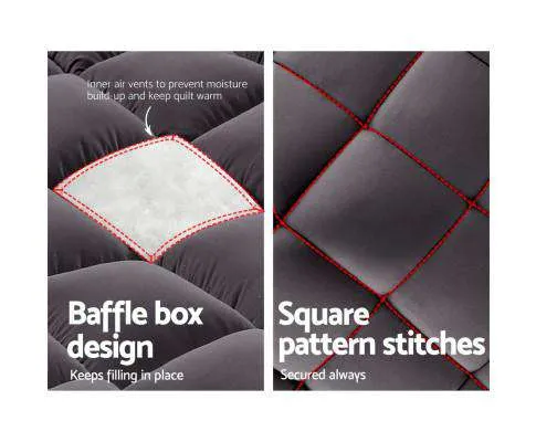 Mattress Topper Pillowtop 1000GSM Charcoal Microfibre Bamboo Fibre Filling Protector
