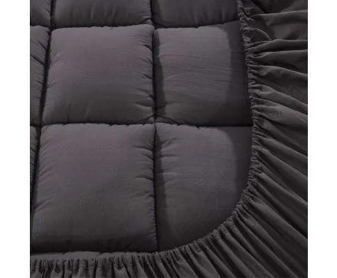 Mattress Topper Pillowtop 1000GSM Charcoal Microfibre Bamboo Fibre Filling Protector