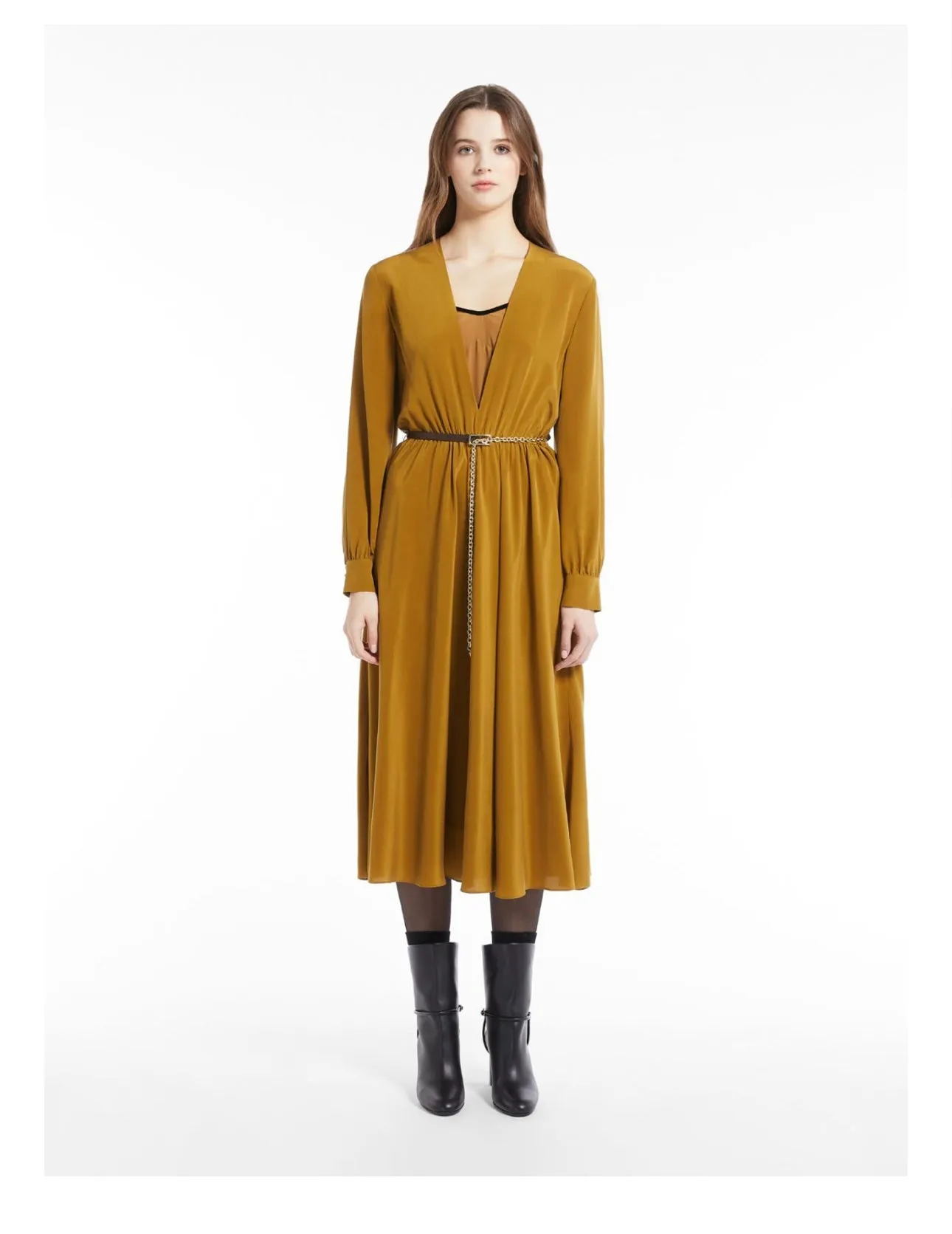 MaxMara Studio
Epsilon belted silk crepe de chine midi dress