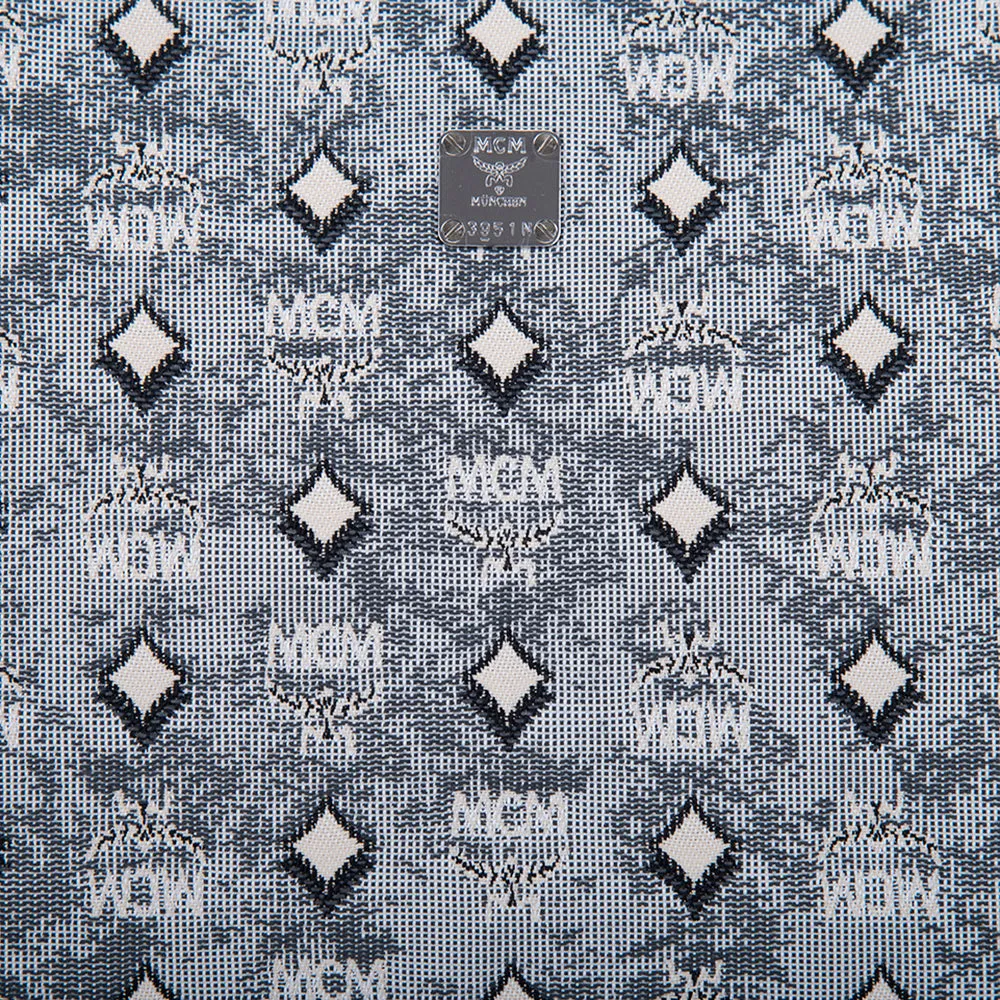 MCM Vintage Monogram Jacquard Wrist Zip Pouch Grey  Medium