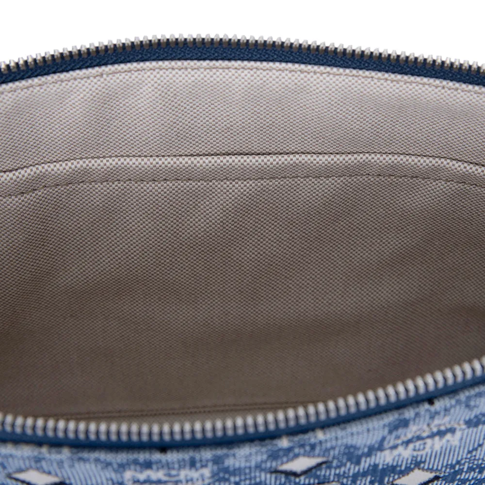 MCM Vintage Monogram Jacquard Wrist Zip Pouch in Blue Medium