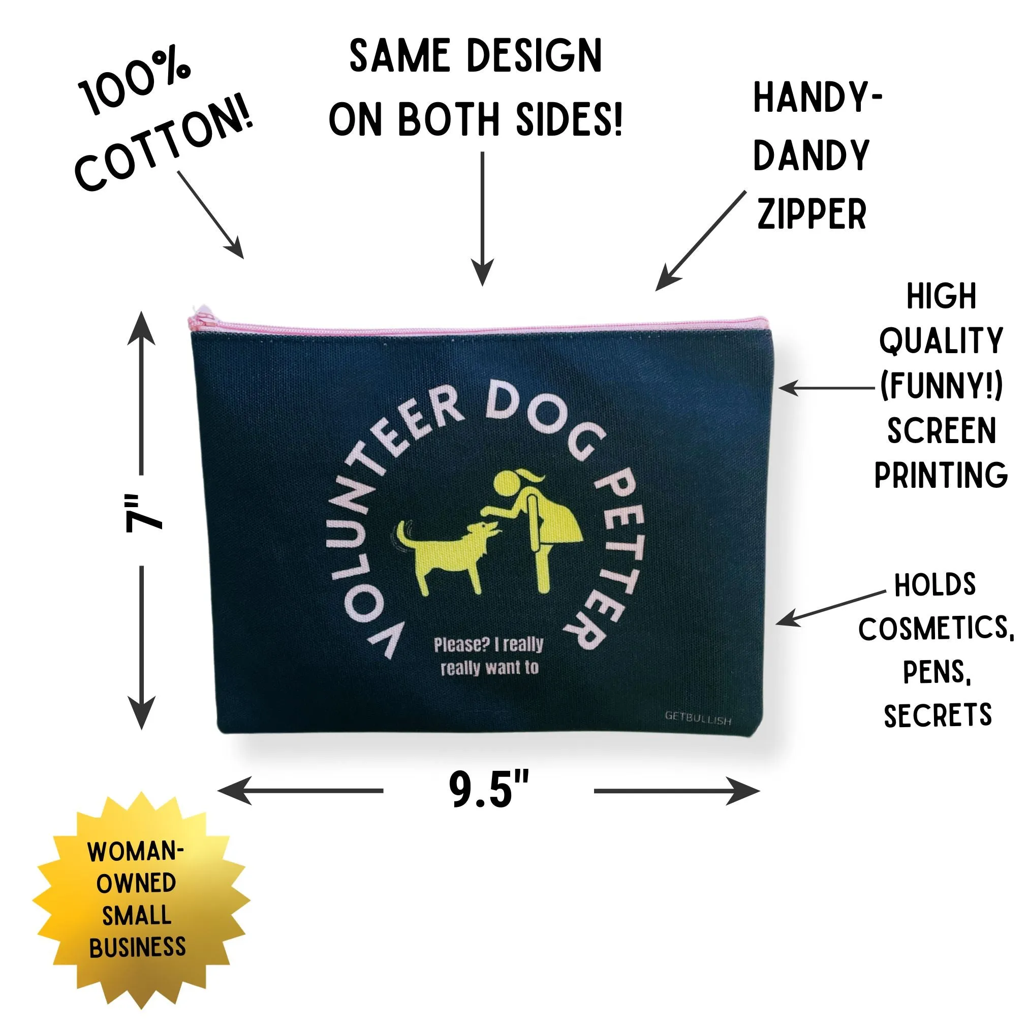 Mega Pack of 12 Canvas Zipper Pouches Feminist   Funny
