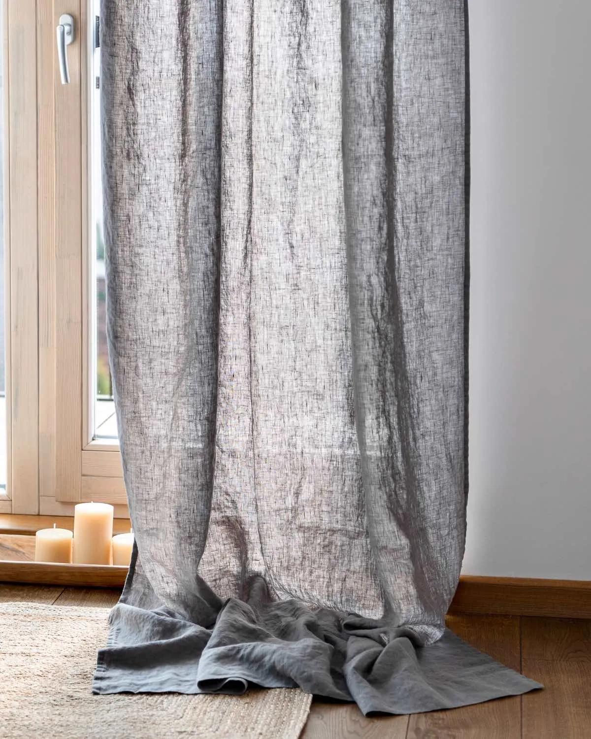 Mid-weight Curtains in dark grey, multi-functional heading tape