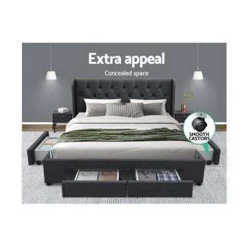 Mila Fabric Storage Bedframe - 2 Colours