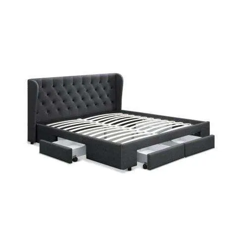 Mila Fabric Storage Bedframe - 2 Colours