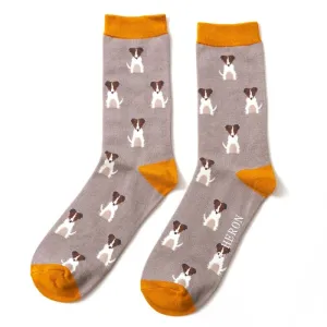 Mini Jack Russell Bamboo Socks in Grey by Mr Heron, Size UK 7-11