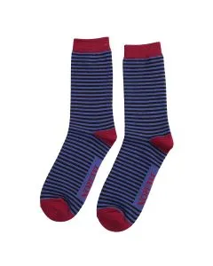 Mini Stripe Bamboo Socks in Blue & Black by Mr Heron, Size UK 7-11