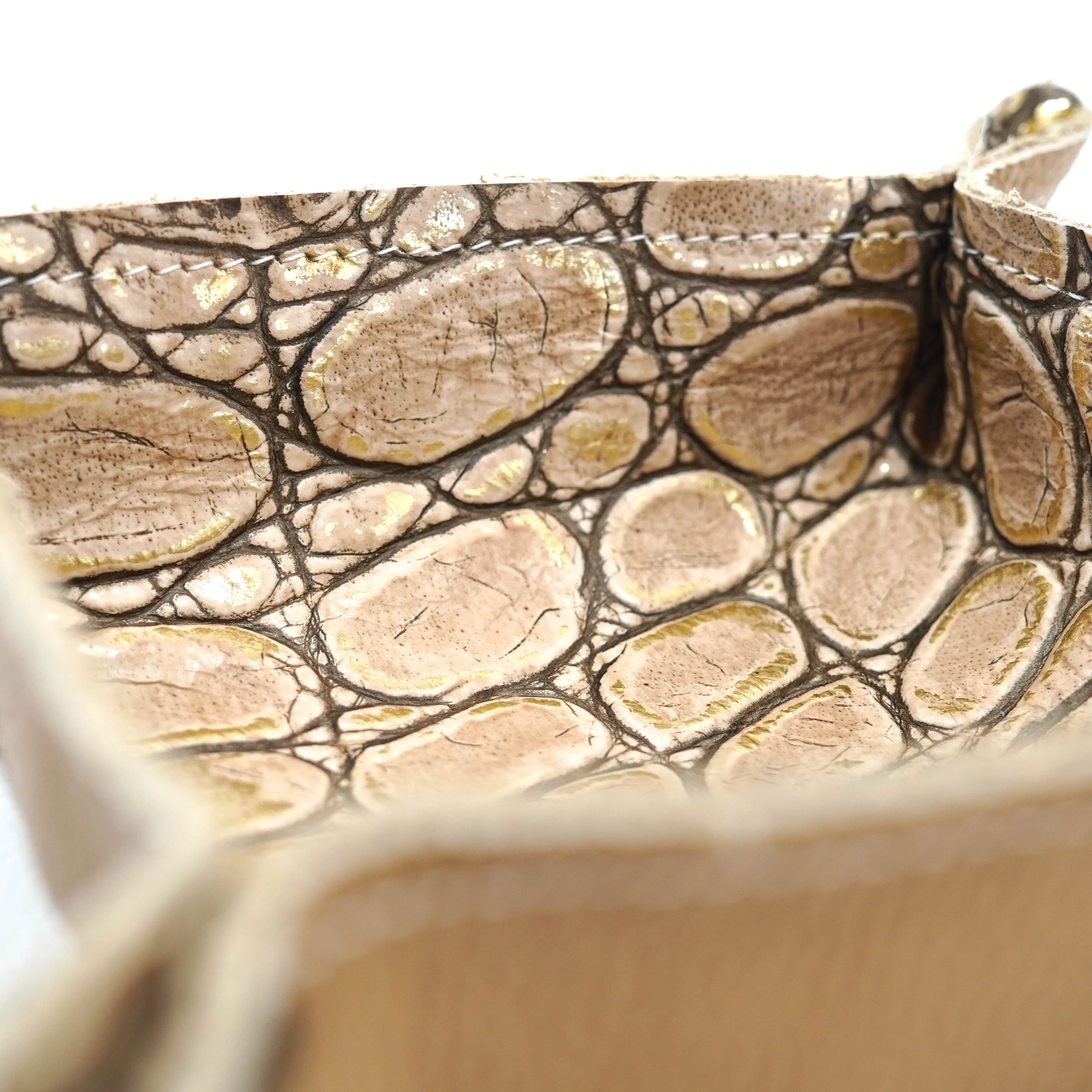 Mini Tray - Pebbled Dulce de Leche Leather w/ Vanilla Jumbo Croc