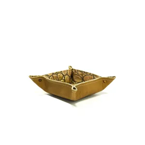 Mini Tray - Pebbled Dulce de Leche Leather w/ Vanilla Jumbo Croc