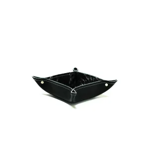 Mini Tray - Smooth Black Leather w/ Salt N' Pepper