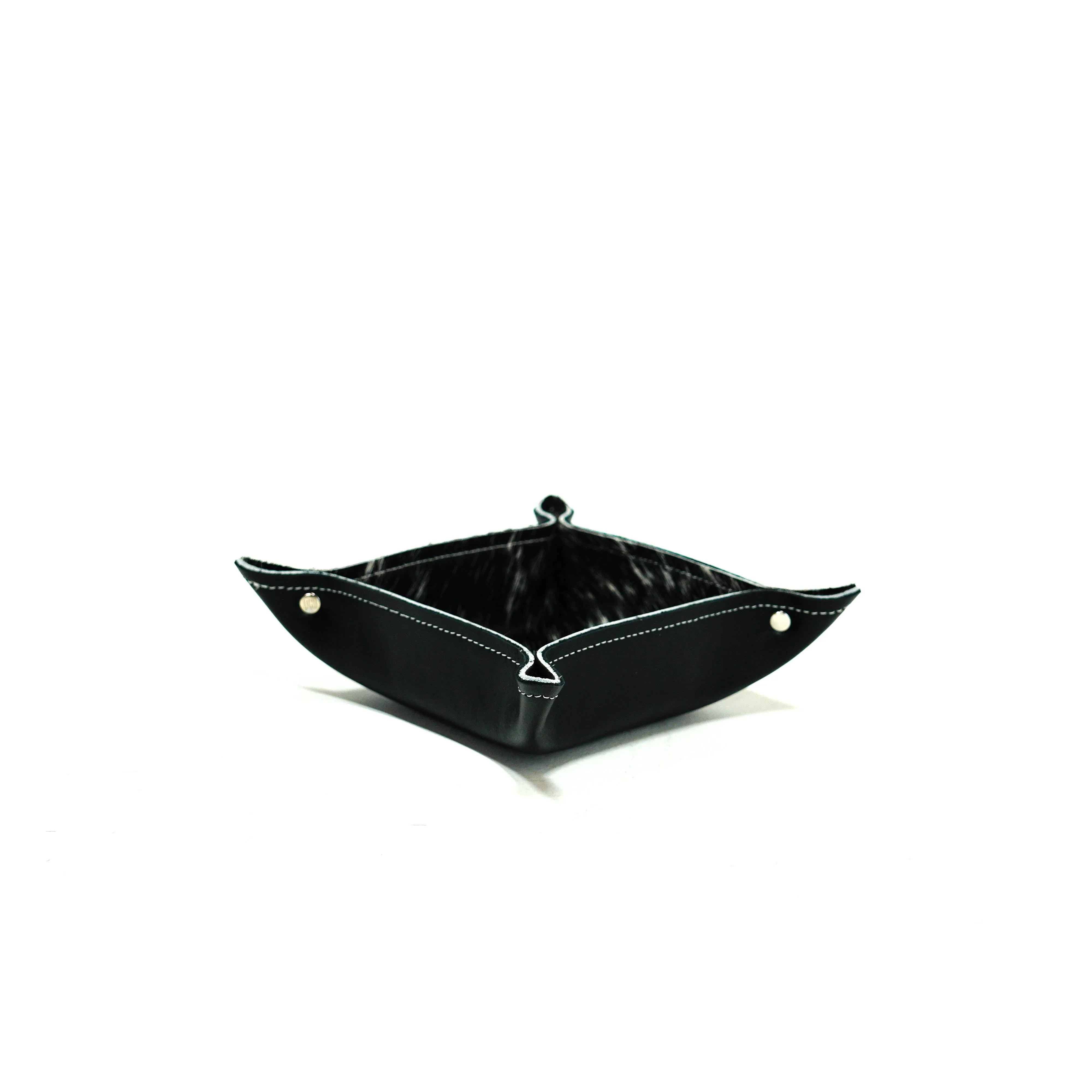 Mini Tray - Smooth Black Leather w/ Salt N' Pepper